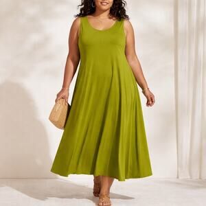 Mile Gabrielle Green Sleeveless Swing Midi Dress Plus Sz 24 NWT